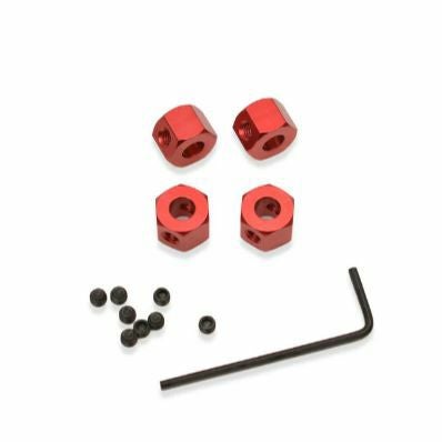   WPLJAPAN > WPL JAPAN 専用アルミ六角変換ハブVer.2ブラック（5mm→1 2mm） 4個セットレッド